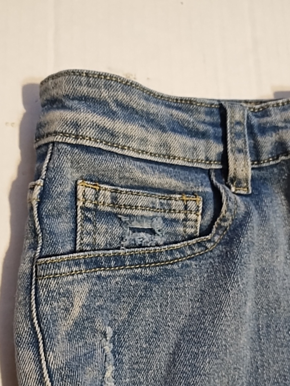 Blue Distressed Denim Women's Shorts (S) - Picture 6 of 16